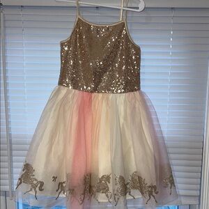 Nordstrom Gold and Pink Unicorn Dress